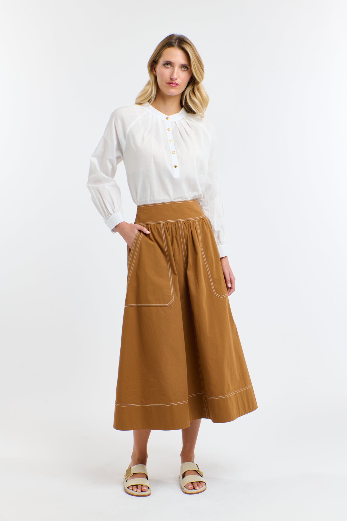 Marion Cotton Skirt - Butterscotch/Natural-365 Days-Lima & Co