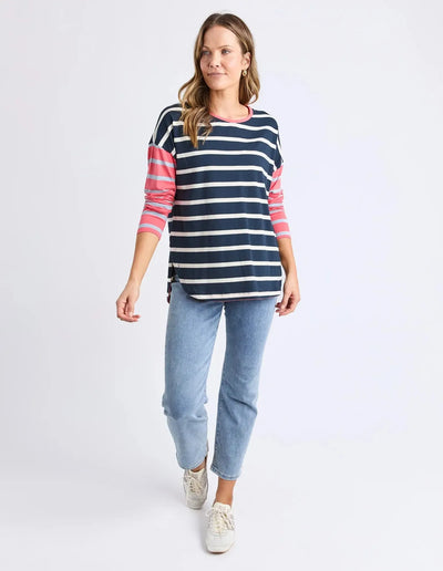 Marta Stripe L/S Tee - Charm Pink and Navy Stripe-Elm Lifestyle-Lima & Co