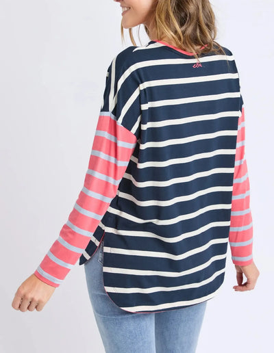 Marta Stripe L/S Tee - Charm Pink and Navy Stripe-Elm Lifestyle-Lima & Co