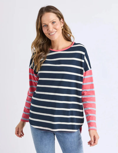 Marta Stripe L/S Tee - Charm Pink and Navy Stripe-Elm Lifestyle-Lima & Co