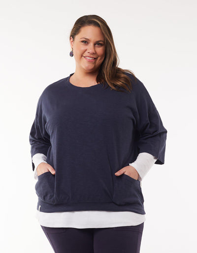 Mazie Sweat - Navy-Elm Lifestyle-Lima & Co