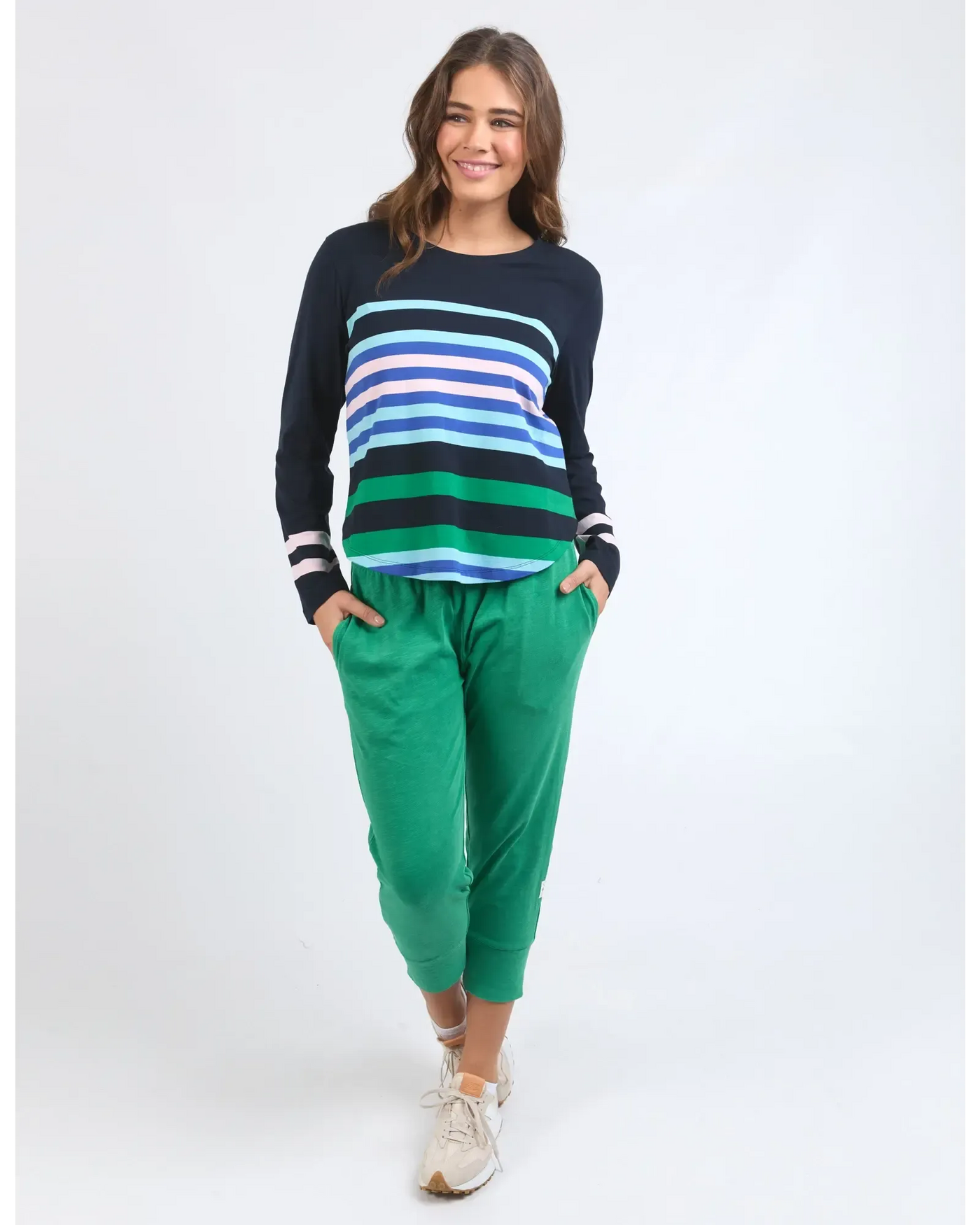 Medley Stripe LS Tee - Navy-Elm Lifestyle-Lima & Co