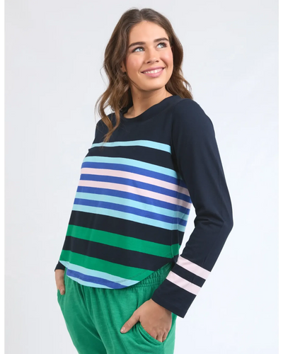 Medley Stripe LS Tee - Navy-Elm Lifestyle-Lima & Co
