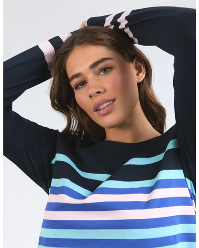 Medley Stripe LS Tee - Navy-Elm Lifestyle-Lima & Co