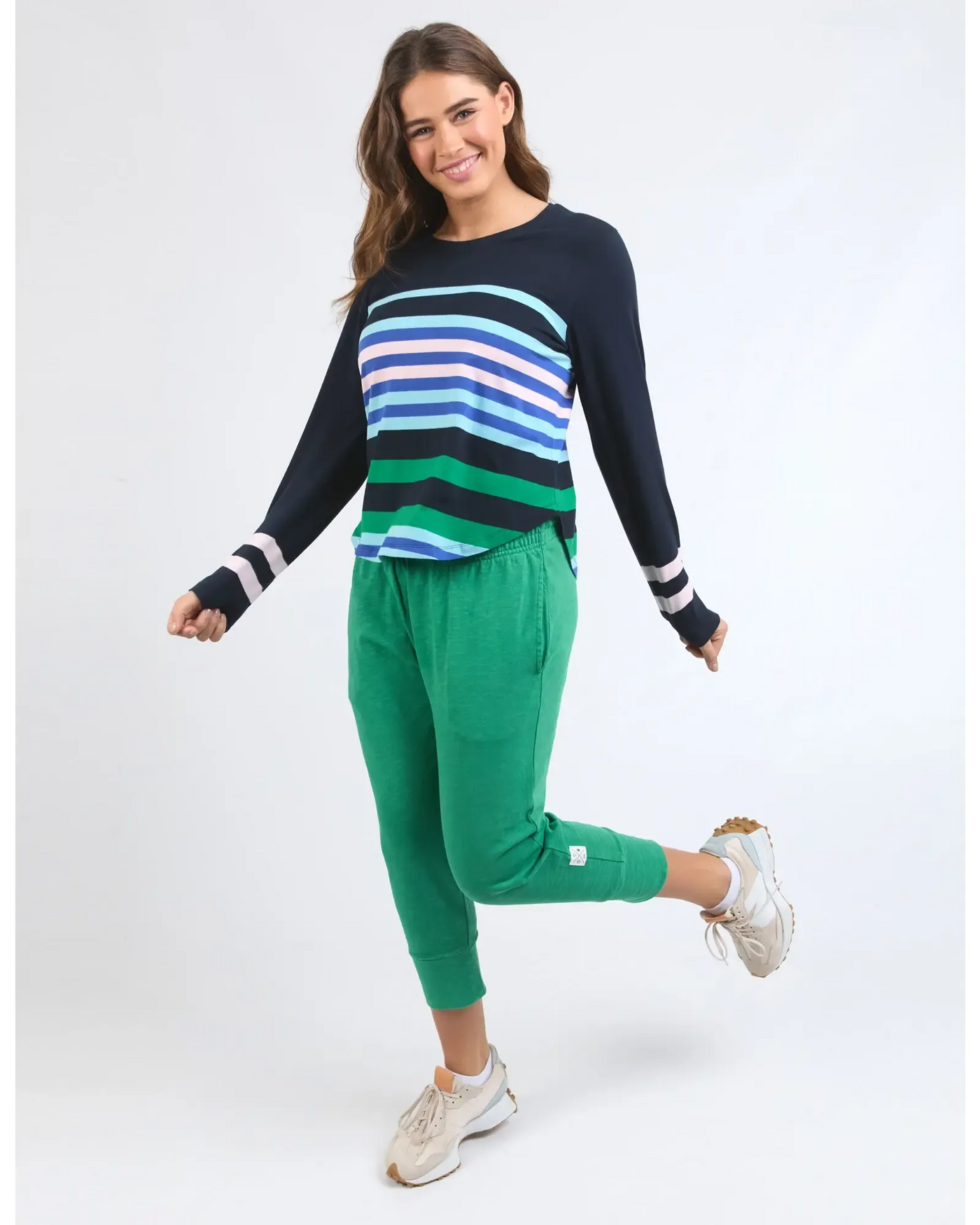 Medley Stripe LS Tee - Navy-Elm Lifestyle-Lima & Co