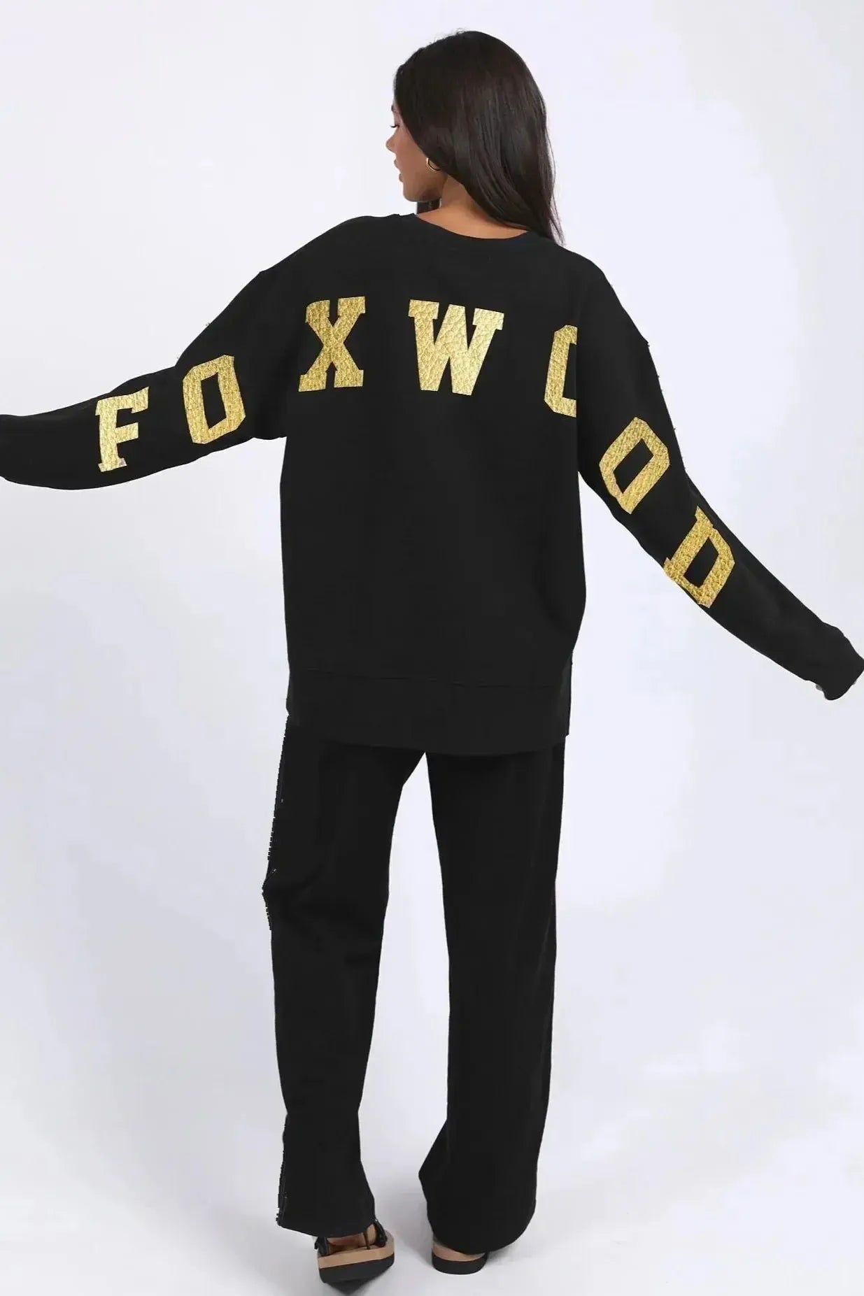 Metallic Interval Crew - Black with Gold-Foxwood-Lima & Co
