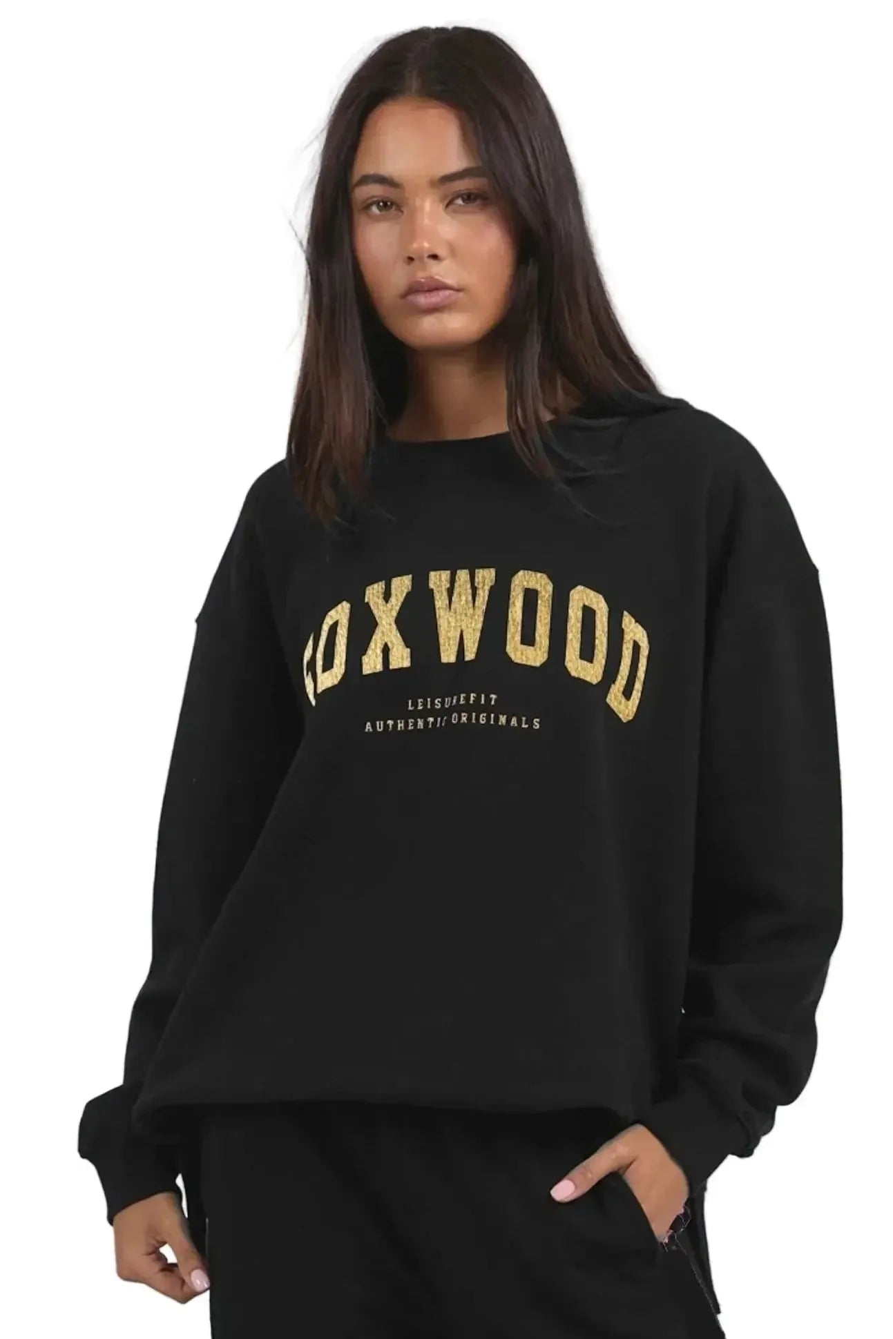 Metallic Interval Crew - Black with Gold-Foxwood-Lima & Co