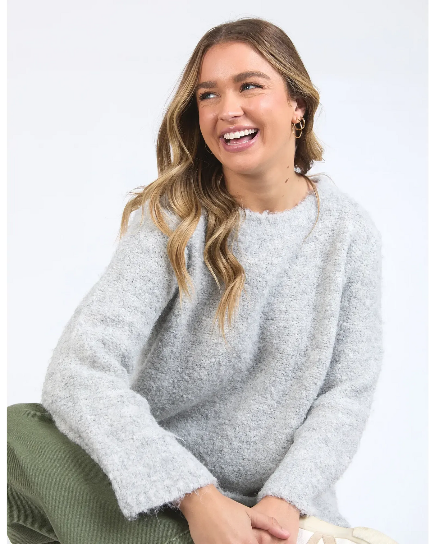 Mindie Knit Crew - Mid Grey-Foxwood-Lima & Co
