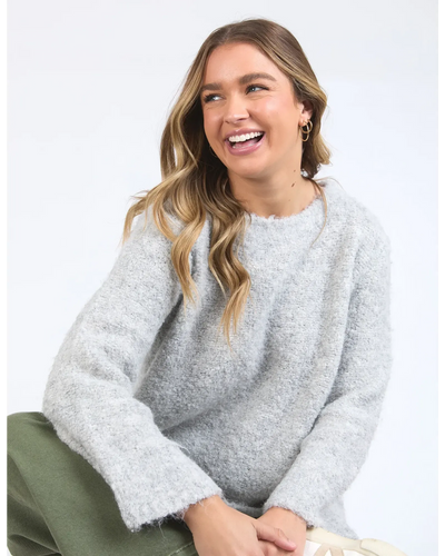 Mindie Knit Crew - Mid Grey-Foxwood-Lima & Co