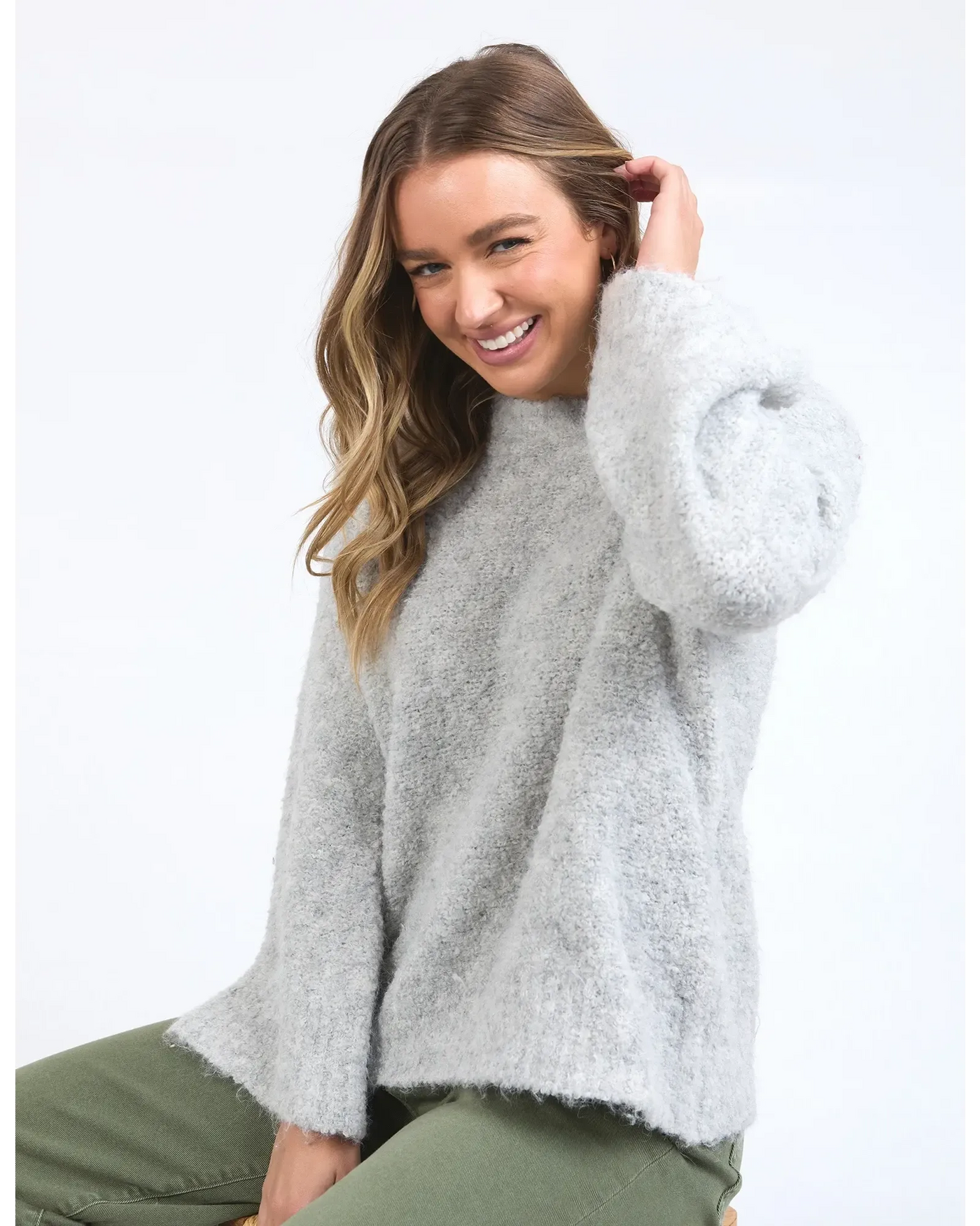 Mindie Knit Crew - Mid Grey-Foxwood-Lima & Co