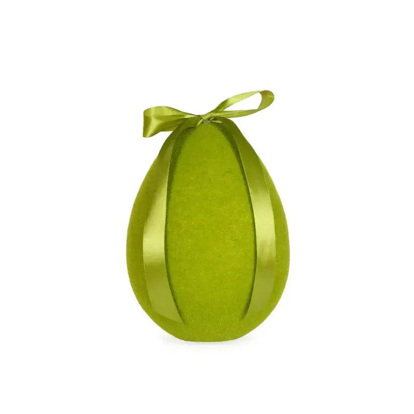 Mini Flocked Egg With Bow Green-Holly and Ivy-Lima & Co