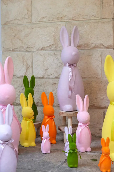Mini Flocked Rabbit With Bow Fuchsia-Holly and Ivy-Lima & Co