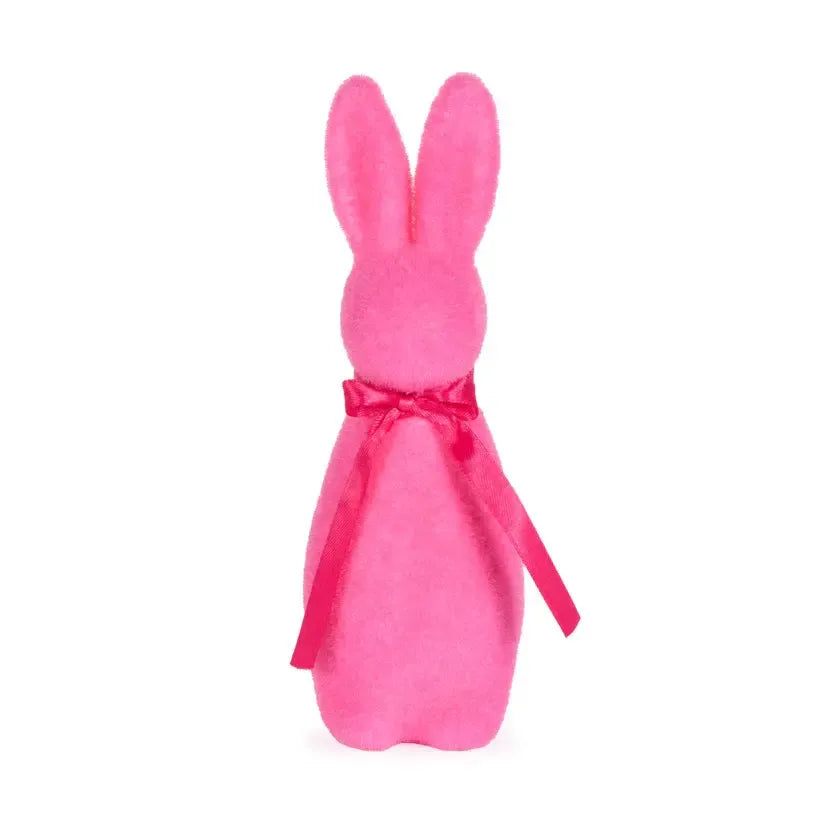 Mini Flocked Rabbit With Bow Fuchsia-Holly and Ivy-Lima & Co