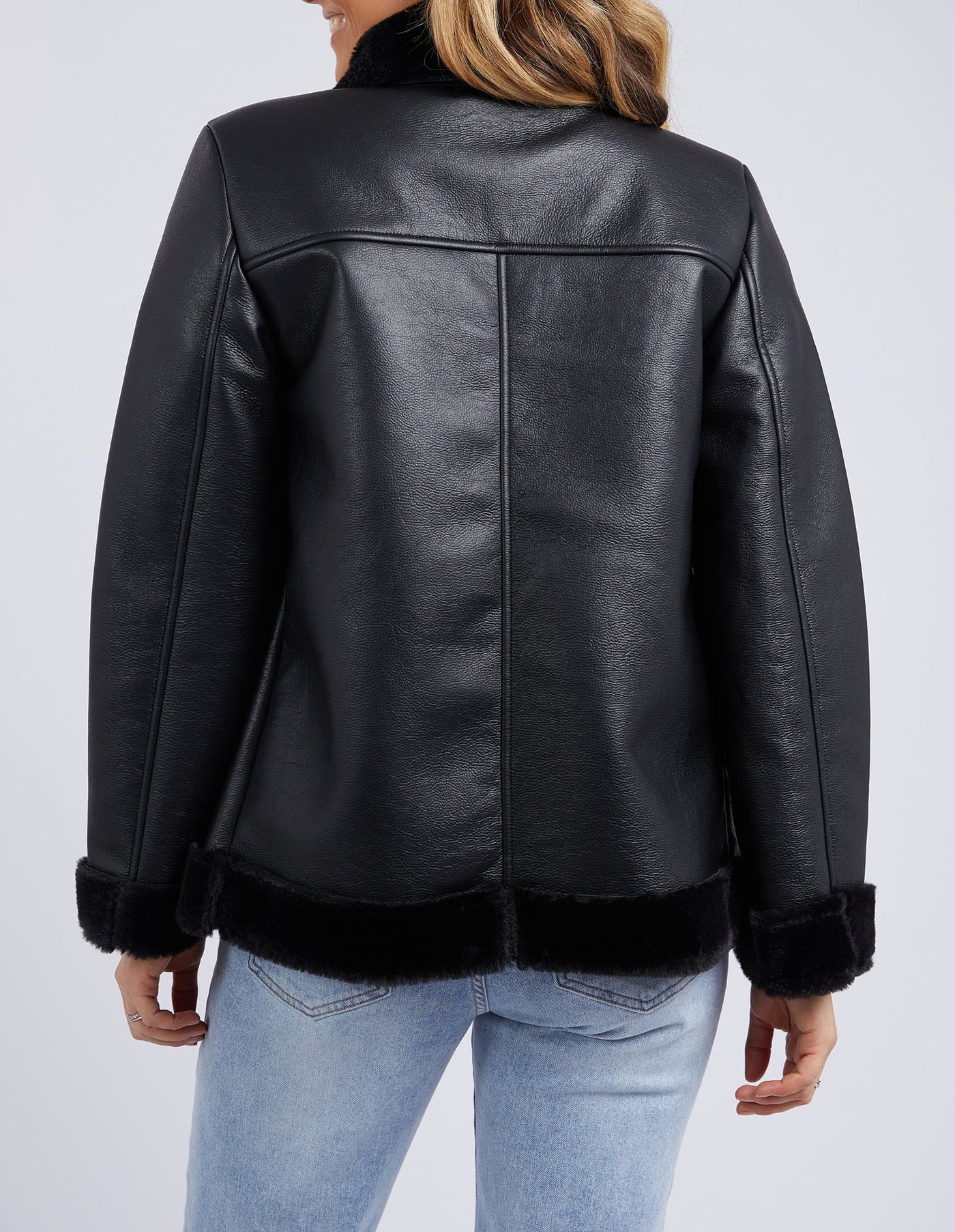 Moto Shearling Jacket - Black-Foxwood-Lima & Co