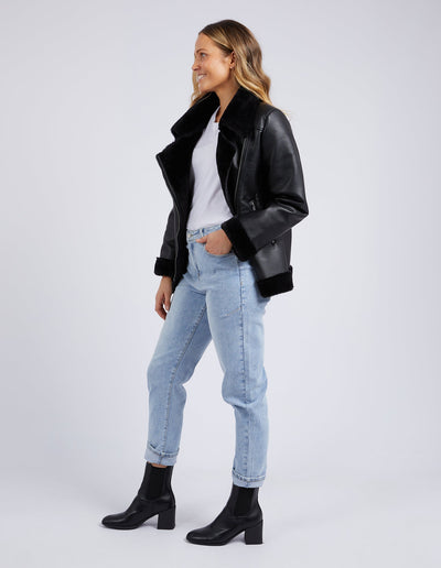 Moto Shearling Jacket - Black-Foxwood-Lima & Co