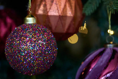 Multi-Coloured Glitter Bauble-Holly and Ivy-Lima & Co