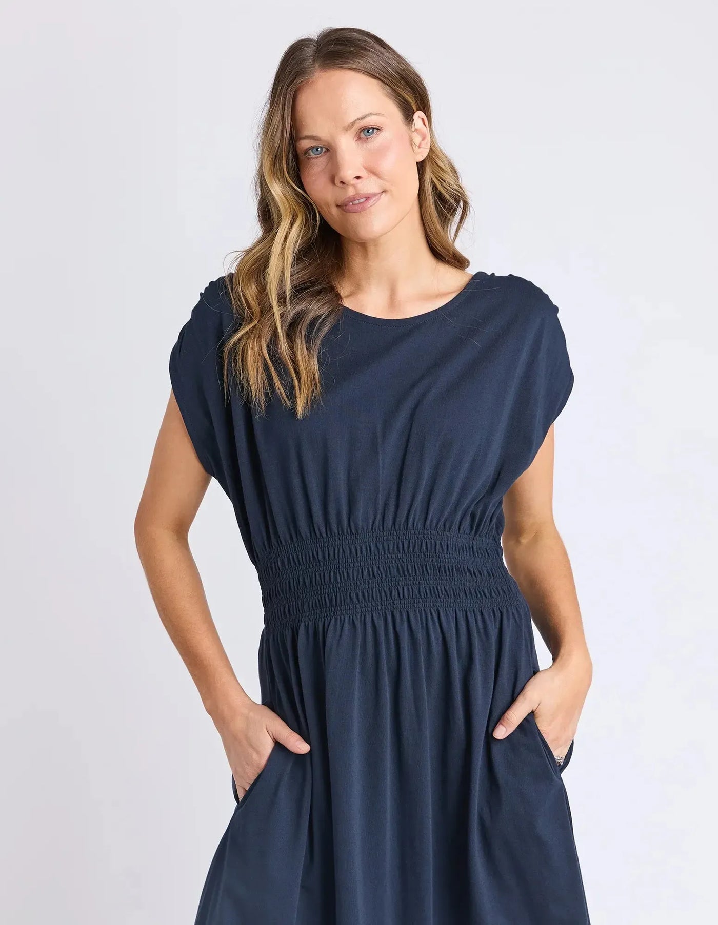 Nelle Midi Dress - Navy-Elm Lifestyle-Lima & Co