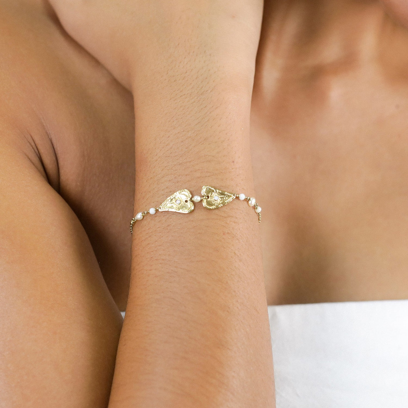 Nora Adjustable 2 Heart Bracelet-Franck Herval-Lima & Co