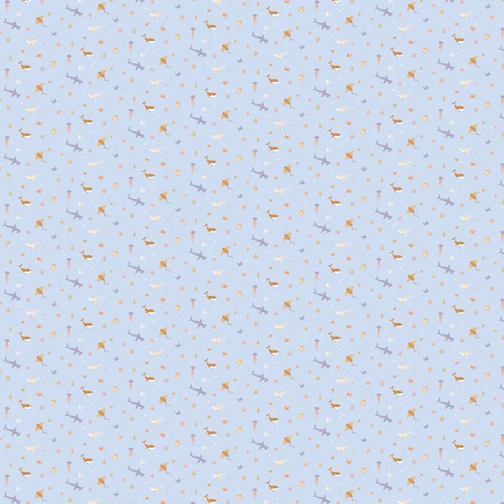 Ocean Creatures Sky Organic Muslin Wrap-Fox And Fallow-Lima & Co