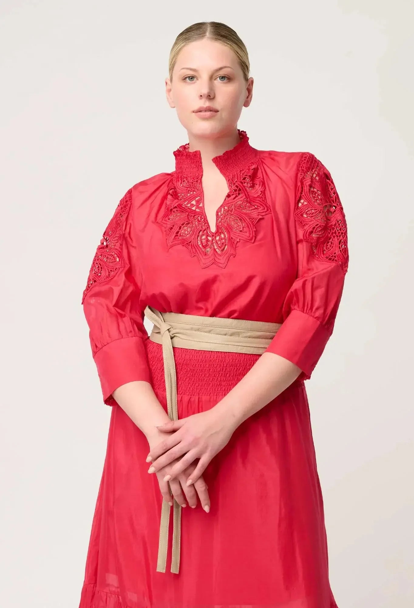 Oleander Lace Blouse - Ruby-Once Was-Lima & Co