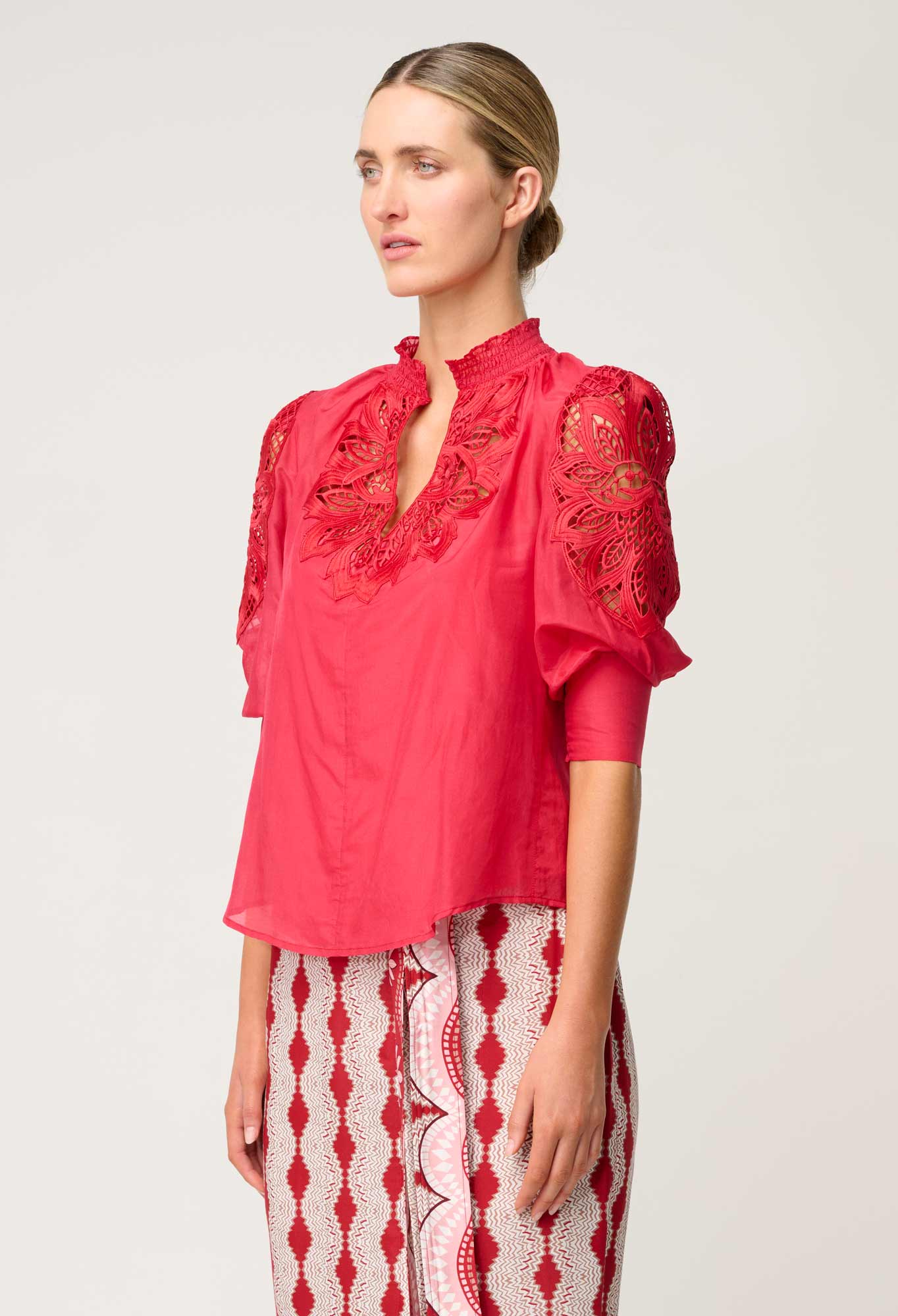 Oleander Lace Blouse - Ruby-Once Was-Lima & Co