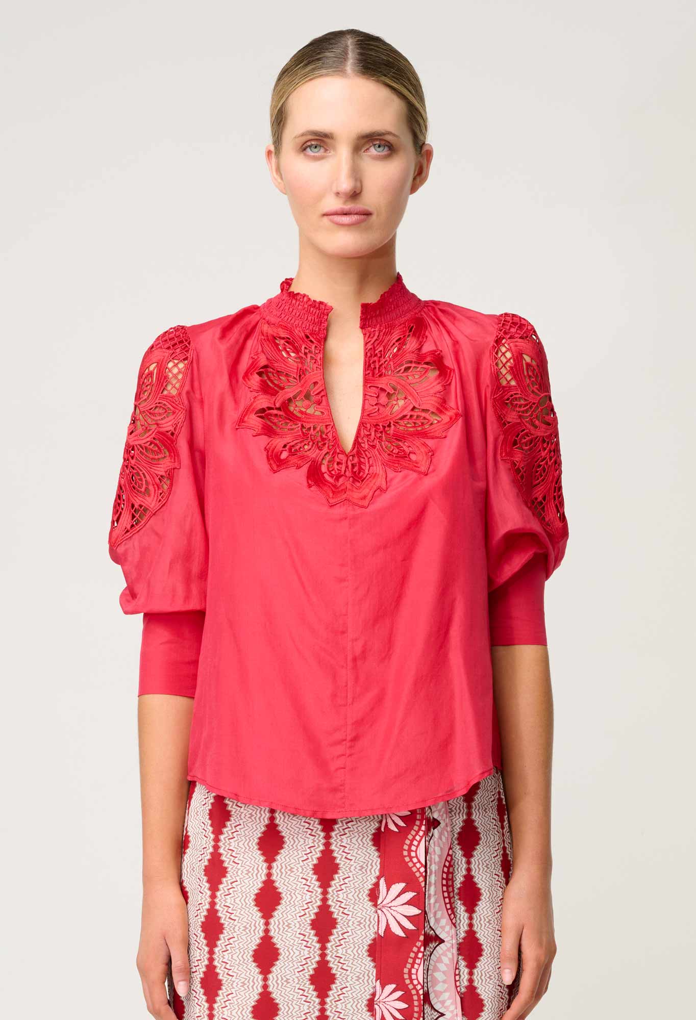 Oleander Lace Blouse - Ruby-Once Was-Lima & Co