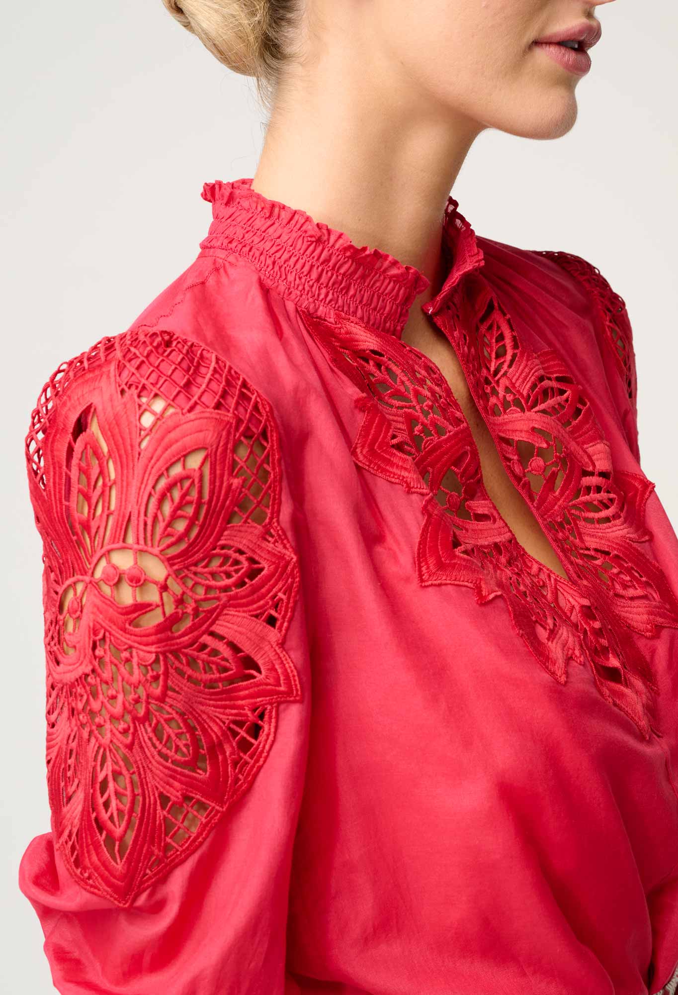 Oleander Lace Blouse - Ruby-Once Was-Lima & Co