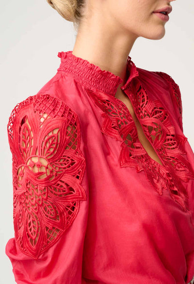 Oleander Lace Blouse - Ruby-Once Was-Lima & Co