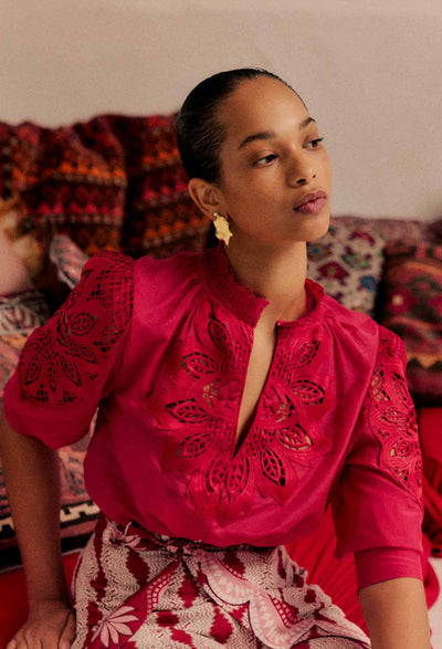 Oleander Lace Blouse - Ruby-Once Was-Lima & Co