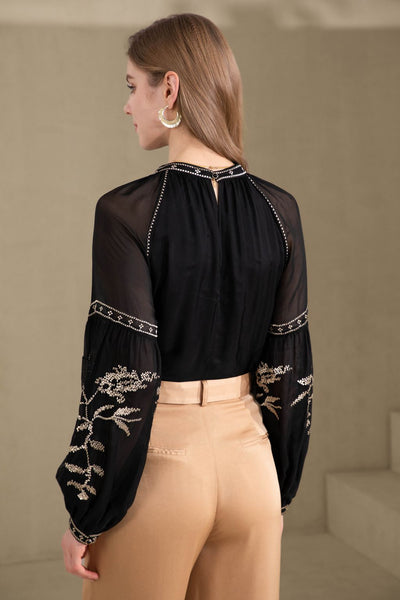 Oliviane Embroidered Blouse - Black-GDS Australia-Lima & Co