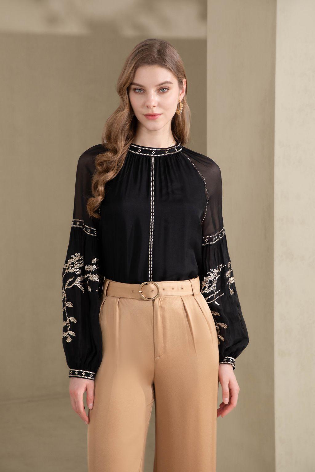 Oliviane Embroidered Blouse - Black-GDS Australia-Lima & Co