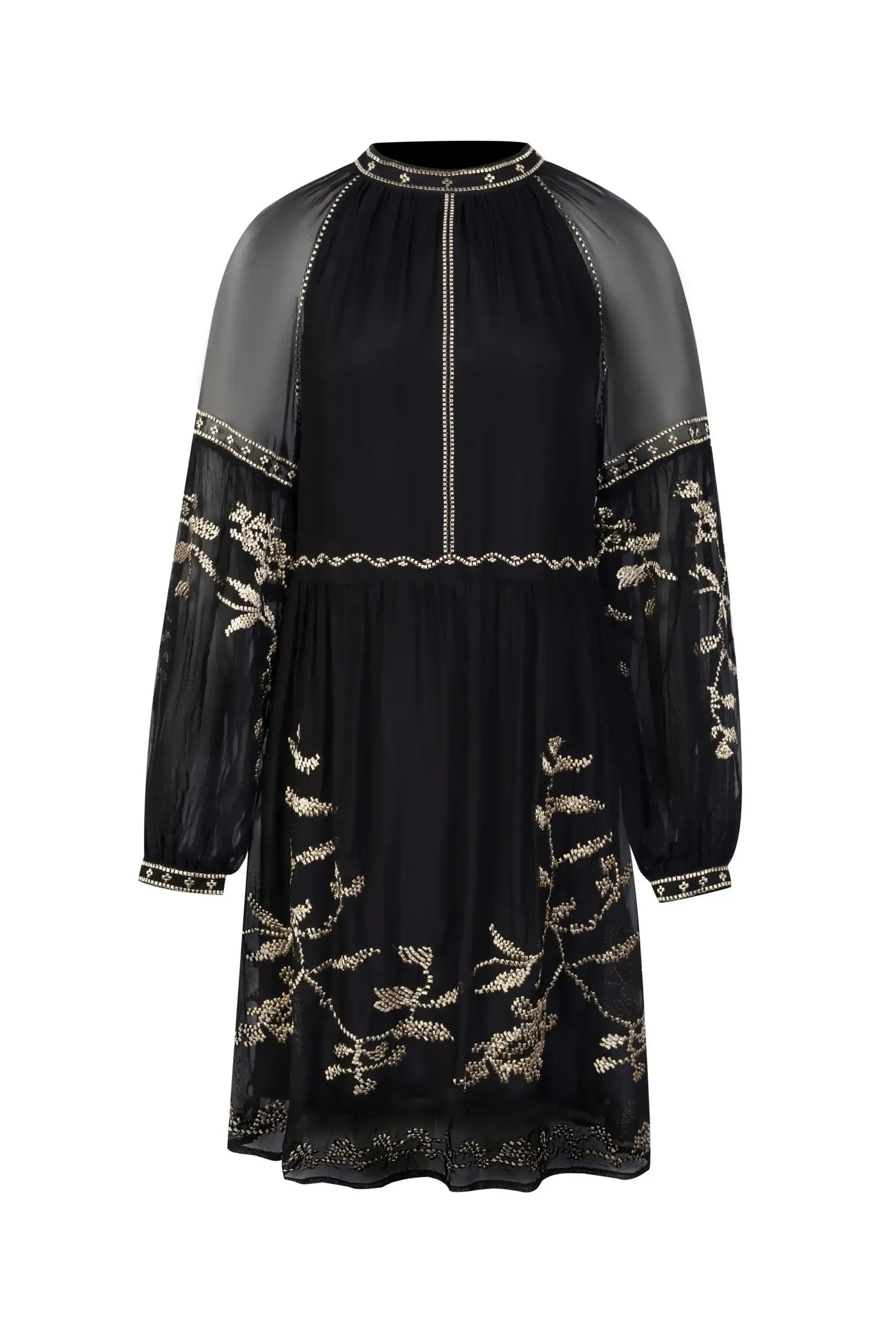 Oliviane Embroidered Short Dress - Black-GDS Australia-Lima & Co