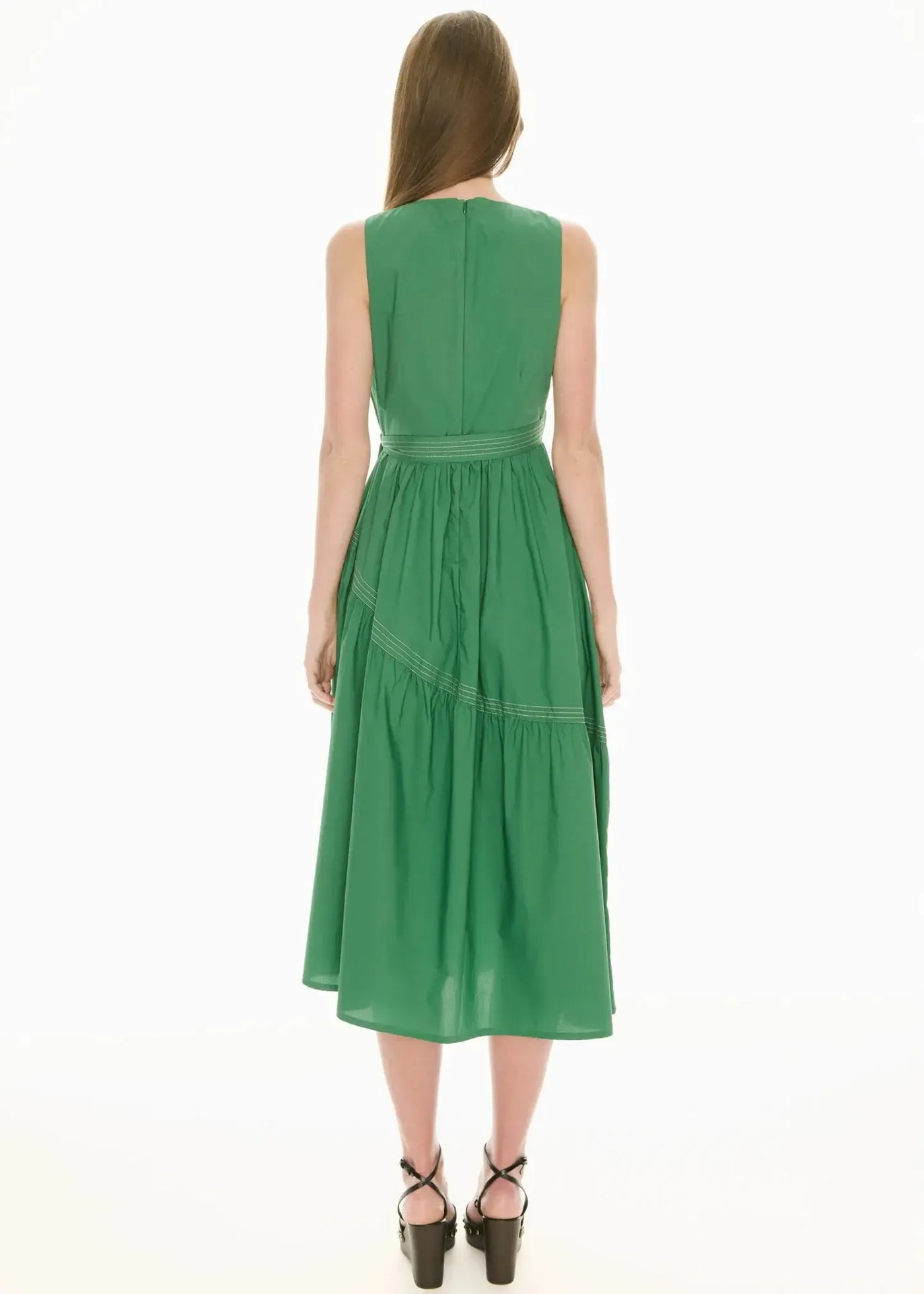 Orlo Topstitch Wrap Dress - Green/Pebble-Pol-Lima & Co