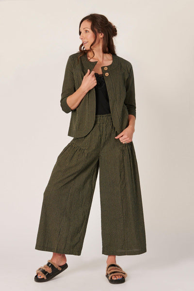 Panel Jacket - Khaki Stripe-Ellis and Dewey-Lima & Co