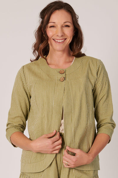 Panel Jacket - Sage Stripe-Ellis and Dewey-Lima & Co