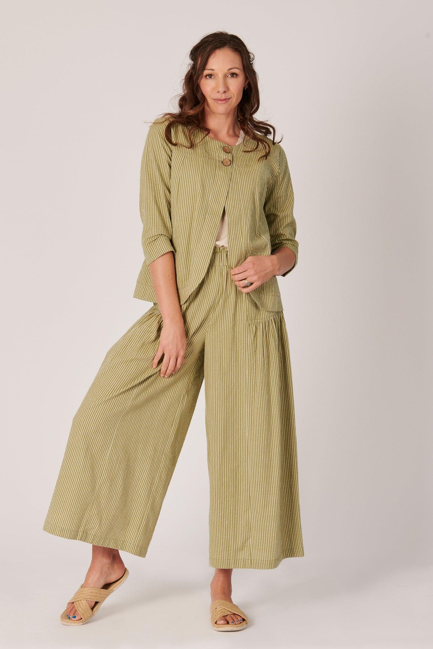 Panel Jacket - Sage Stripe-Ellis and Dewey-Lima & Co