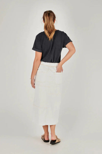 Panel Maxi Denim Skirt - Off White-One Ten Willow-Lima & Co