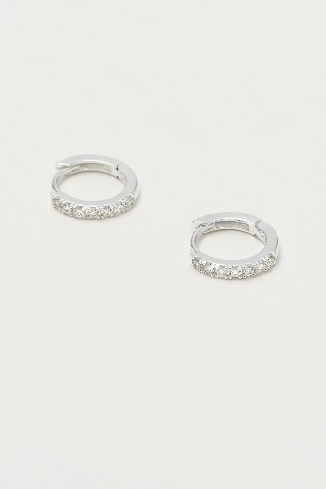 Pave Set Hoop Earrings With White Cz - Silver Plated-Estella Bartlett-Lima & Co