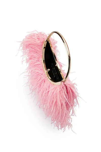 Penny Feathered Frame Bag - Blush-Olga Berg-Lima & Co