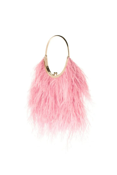 Penny Feathered Frame Bag - Blush-Olga Berg-Lima & Co