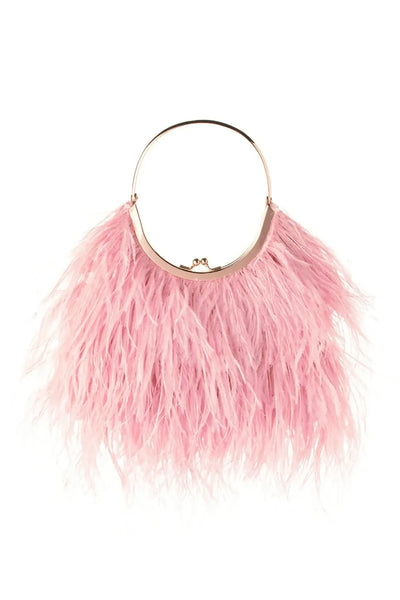 Penny Feathered Frame Bag - Blush-Olga Berg-Lima & Co