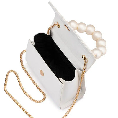 Peta Pearl Handle Bag - White-Olga Berg-Lima & Co