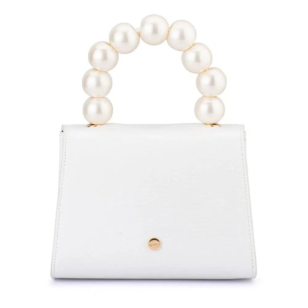 Peta Pearl Handle Bag - White-Olga Berg-Lima & Co