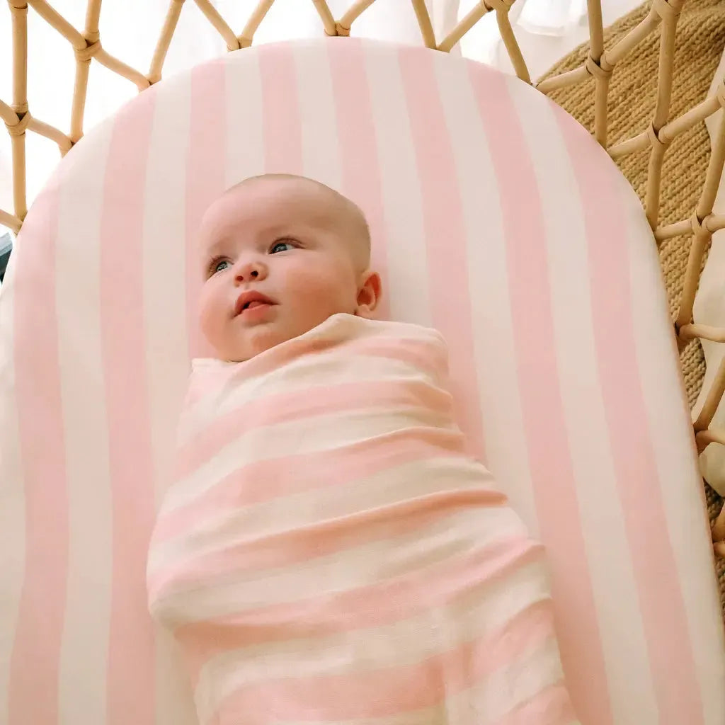 Petal Stripe Organic Muslin Wrap Swaddle-Fox And Fallow-Lima & Co