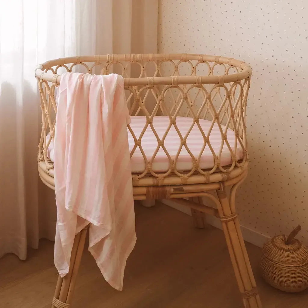 Petal Stripe Organic Muslin Wrap Swaddle-Fox And Fallow-Lima & Co