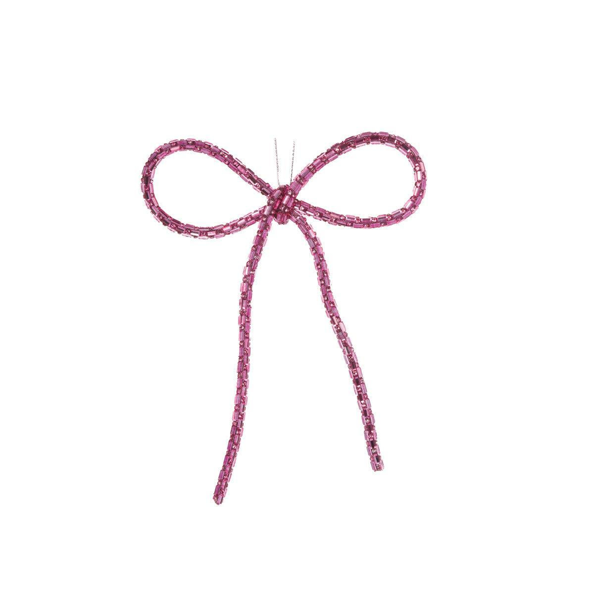 Pink Beaded Bow Ornament-Holly and Ivy-Lima & Co