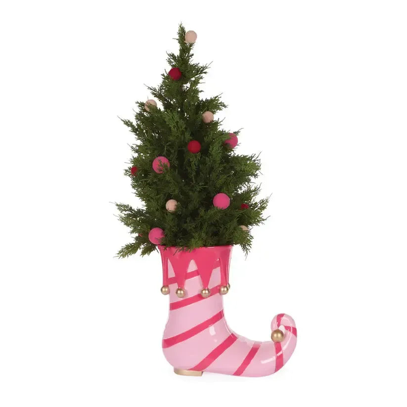 Pink Stripe Elf Boot Christmas Tree-Holly and Ivy-Lima & Co