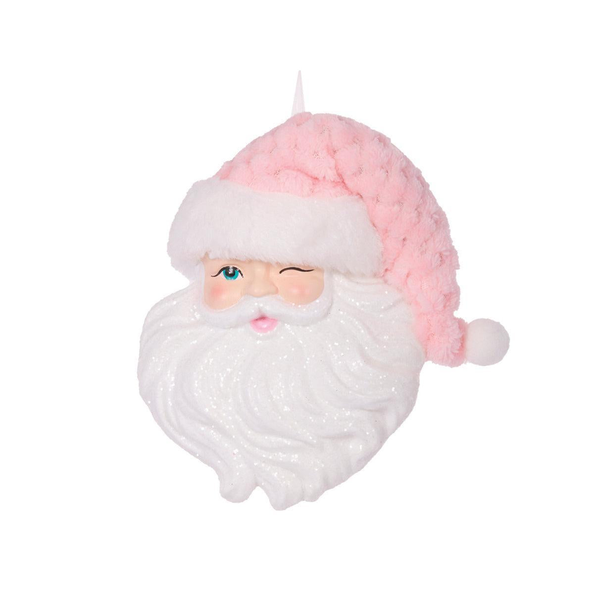 Pink Winking Santa Hanging-Holly and Ivy-Lima & Co