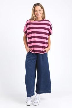 Poet Tee - Pink Geranium and Merlot Stripe-Elm Lifestyle-Lima & Co
