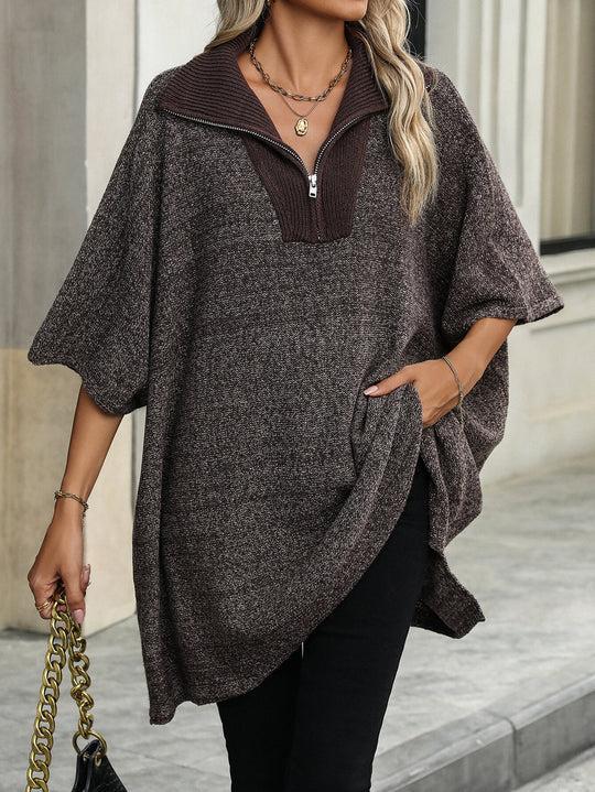 Poncho Knit - Brown-Lima & Co-Lima & Co